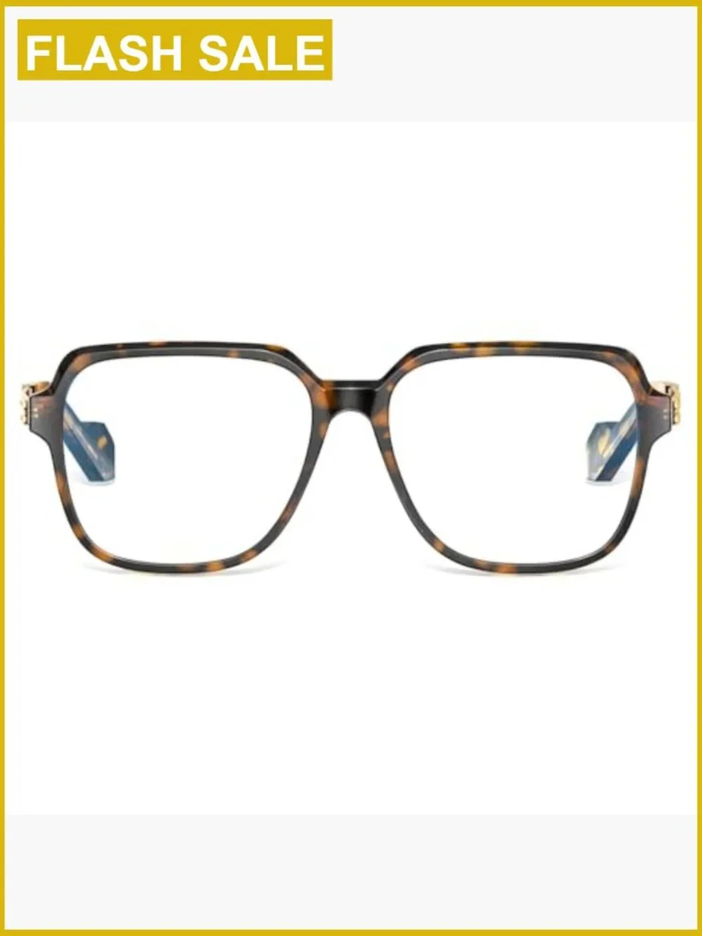 Oversized Blue Light Blocking Glasses Square TR90 Frame Metal Temple